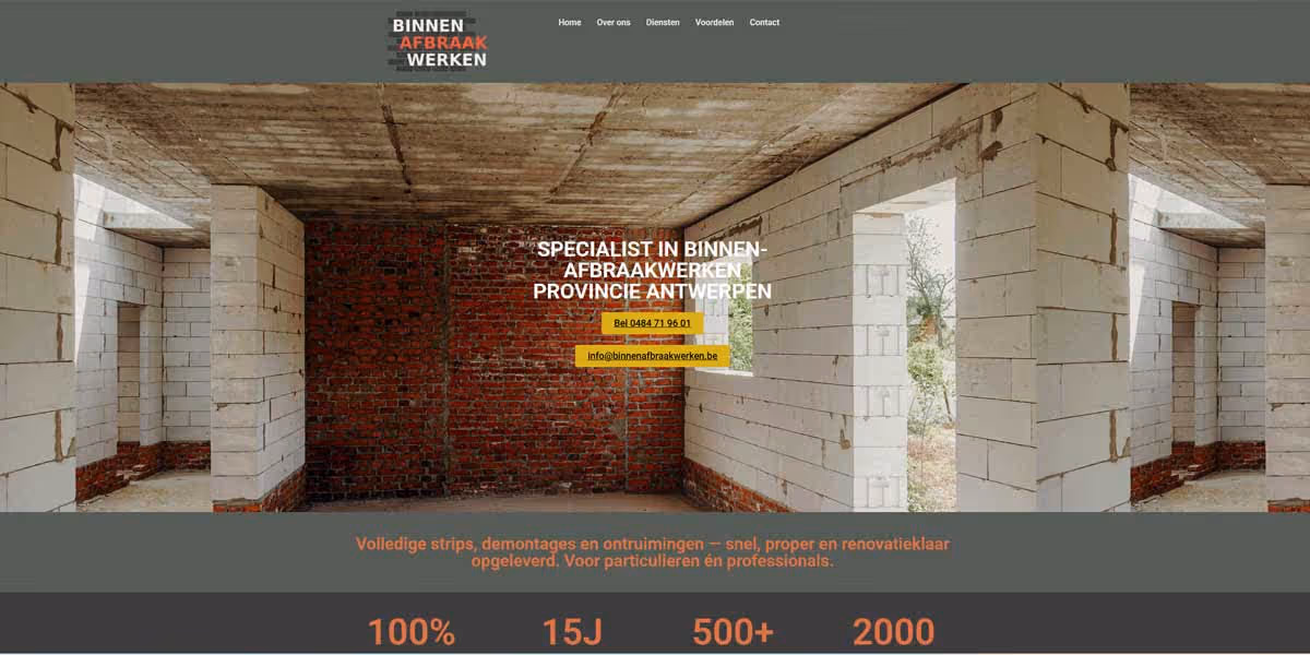 Websiteproject Binnen Afbraak Werken