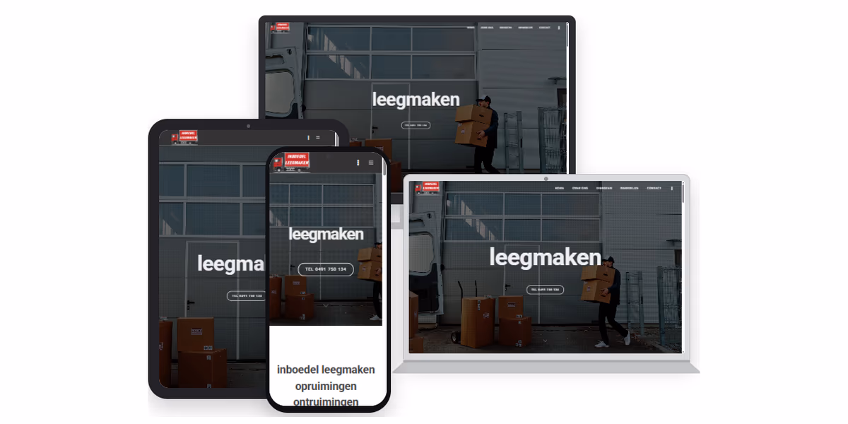 De HTML website van Inboedel Leegmaken