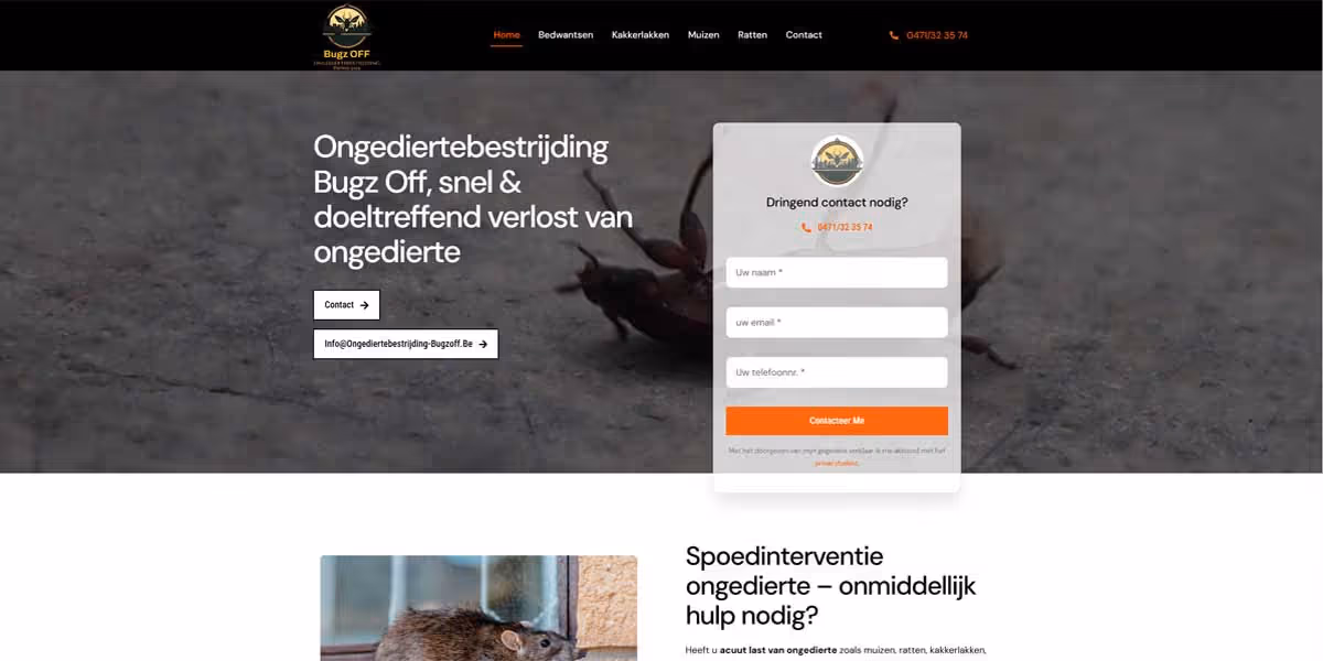Websiteproject ongediertebestrijding-bugzoff