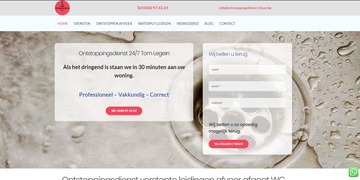 webdesign Ontstoppingsdienst 24uur